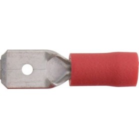 Red Insulated Terminals - Push-on Males- 6.3mm (100)