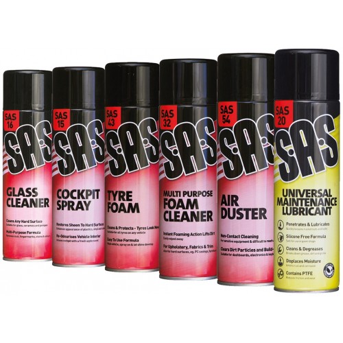 S.A.S Assorted Pack - Valeting Aerosols 500ml S.A.S Assorted Pack - Valeting Aerosols 500ml